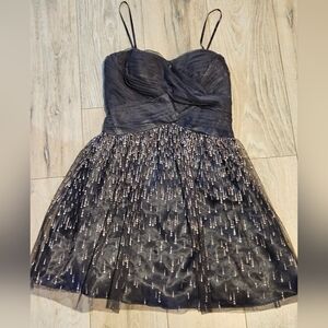 Cache Sparkly Tulle Cocktail Dress Dark Gray Women's 8